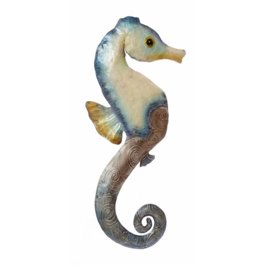 Seahorse Metal and Capiz Shell Wall Art Decoration Sea Horse 20 x 8 Inch