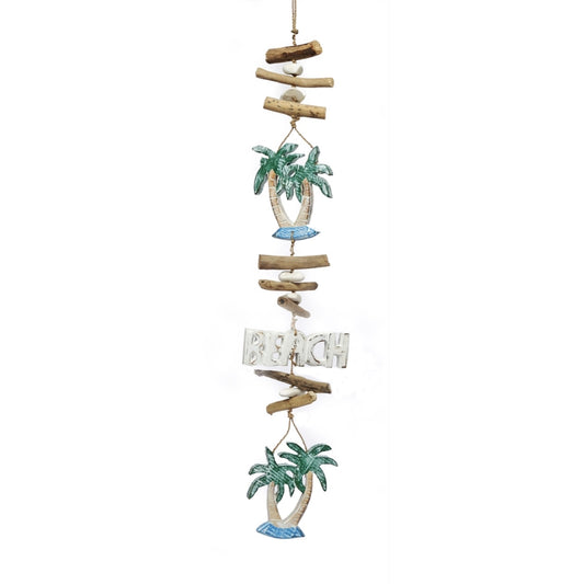 Beach Driftwood Hanging Strand with Palm Trees Home Coastal Decoration Wood 30 inch