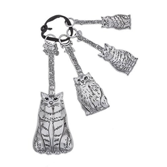 Ganz Cats Zinc Metal Food Grade Measuring Spoons Decorative Kitchen Baking Cooking Tools 5.25 Inches