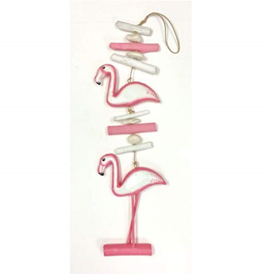 Pink Flamingo Driftwood Hanging Strand Home Beach House Coastal Decoration 29 inch