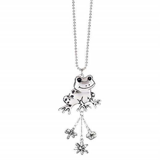 Ganz Silver Frog Car Charm with Extra Bug and Flower Charm 3 Inch