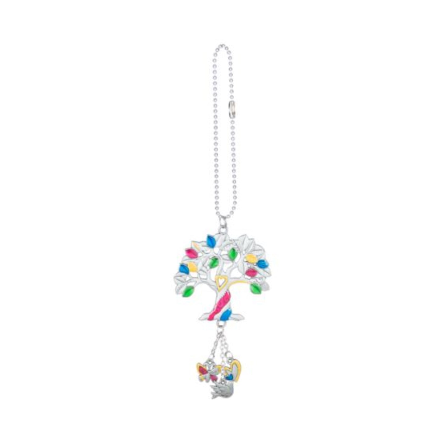 Multi Color Tree of Life Car Charm 7.5 Inch with Silver Chain