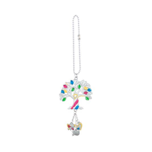 Multi Color Tree of Life Car Charm 7.5 Inch with Silver Chain
