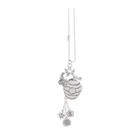 Ganz Silver Bee with Beehive Car Charm 7.5 Inch with Silver Chain