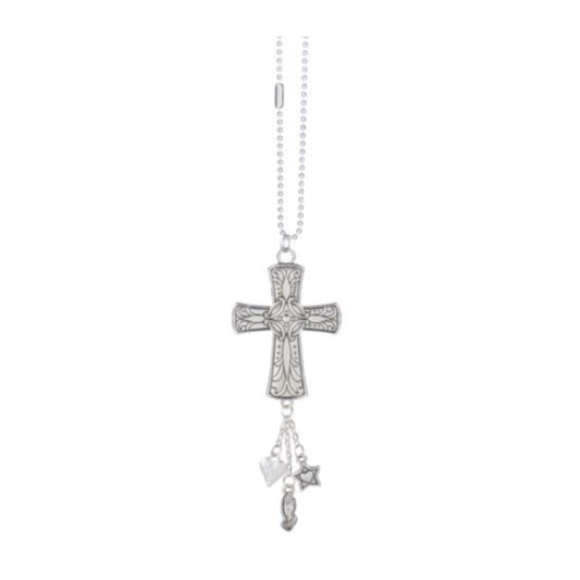 Ganz Silver Cross Car Charm 7.5 inch with Silver Chain