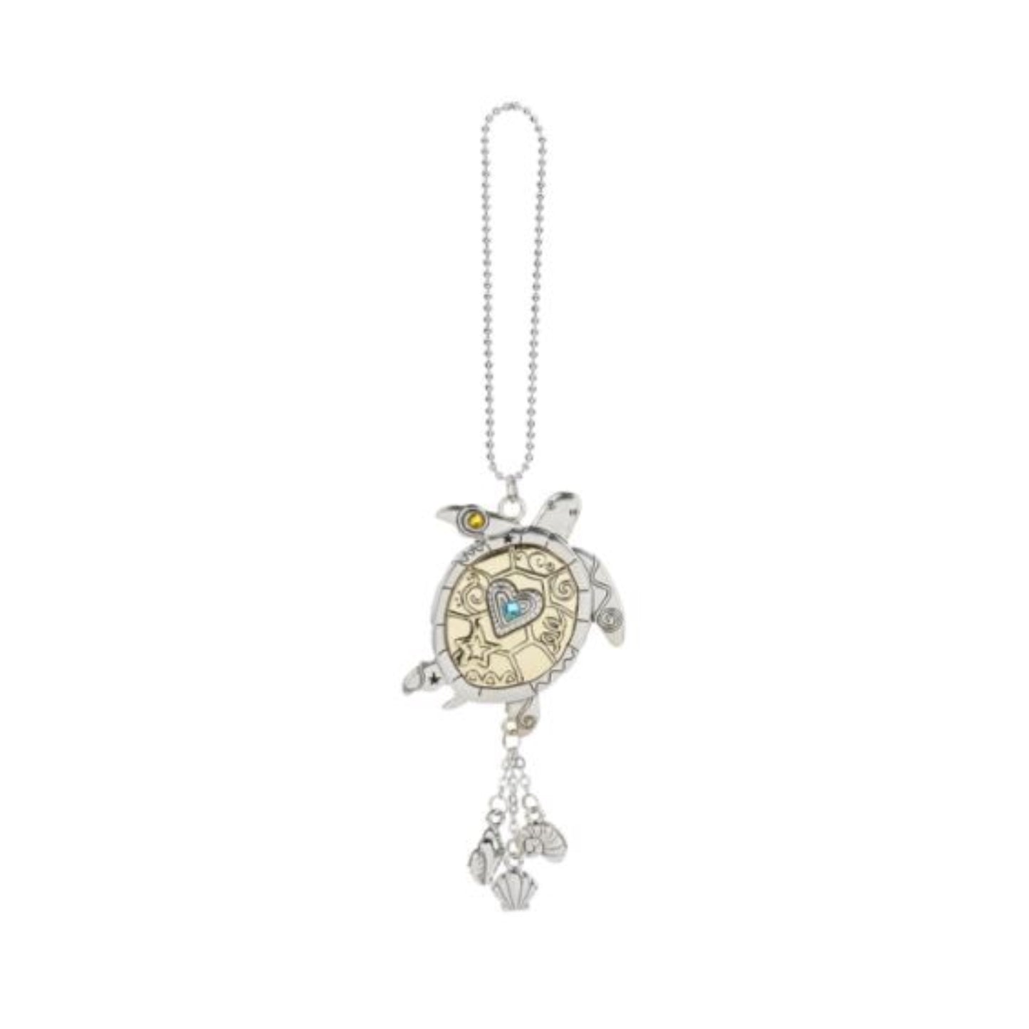 Silver and Gold Sea Turtle Car Charm 7 inch with Silver Chain