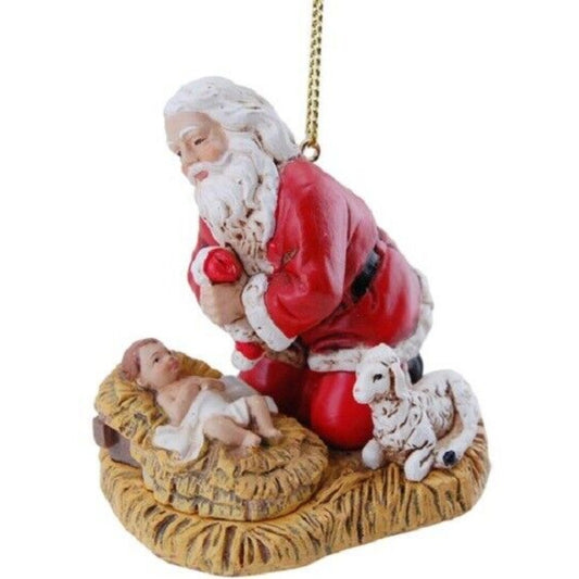 Joseph Studio Kneeling Santa with Baby Jesus Christmas Ornament