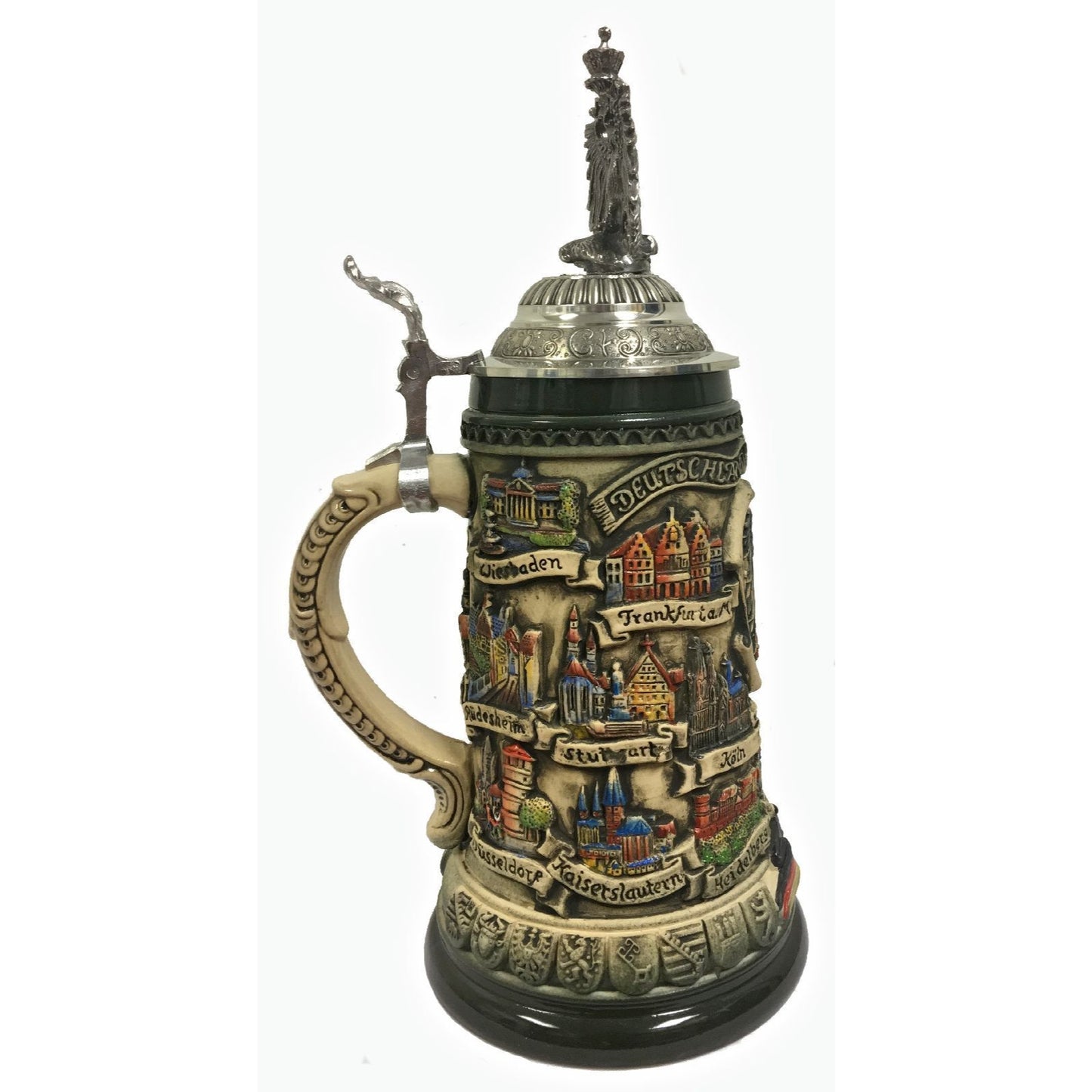 Pinnacle Peak Trading Deutschland Germany City Panorama with 3D Eagle Lid LE German Beer Stein .75 L