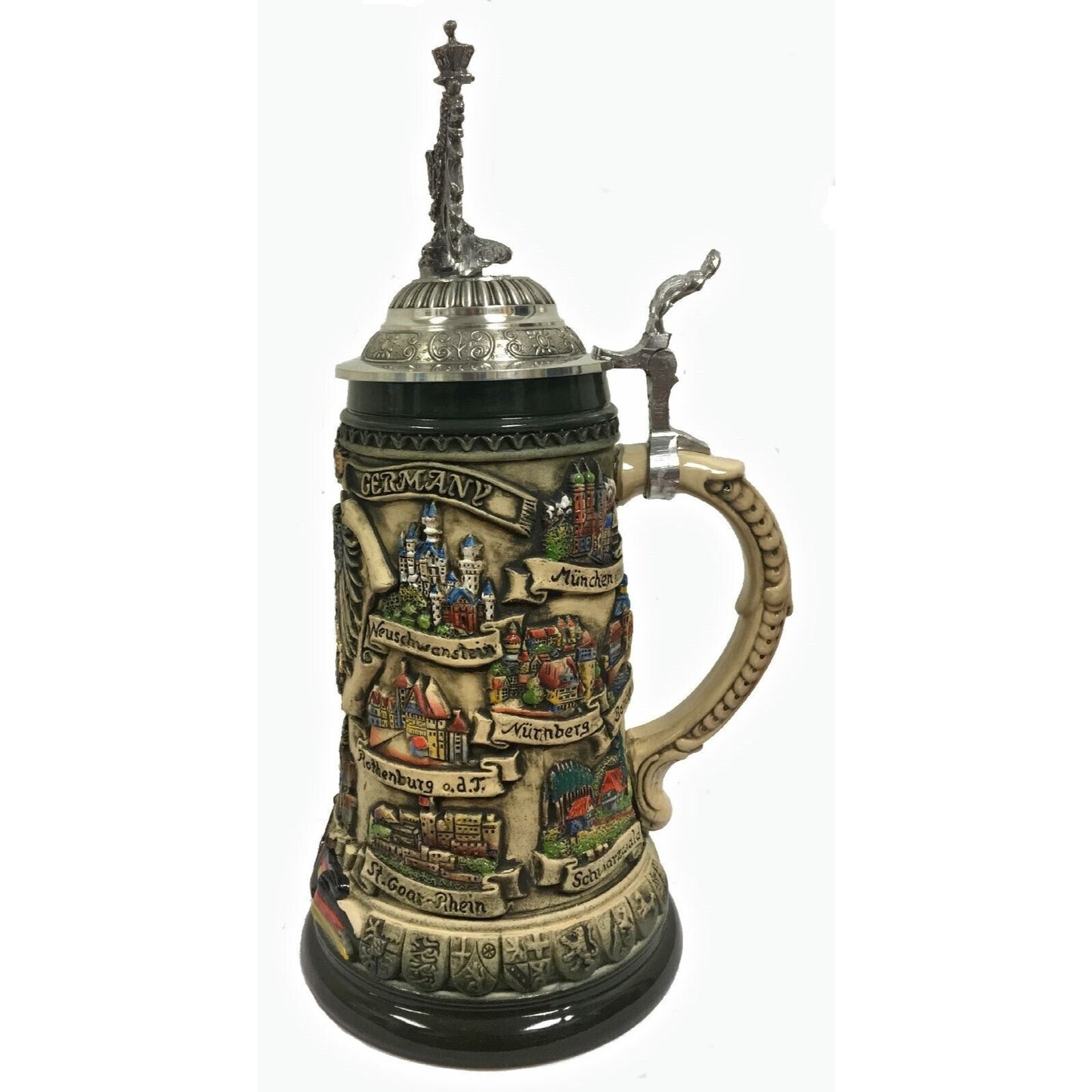 Pinnacle Peak Trading Deutschland Germany City Panorama with 3D Eagle Lid LE German Beer Stein .75 L