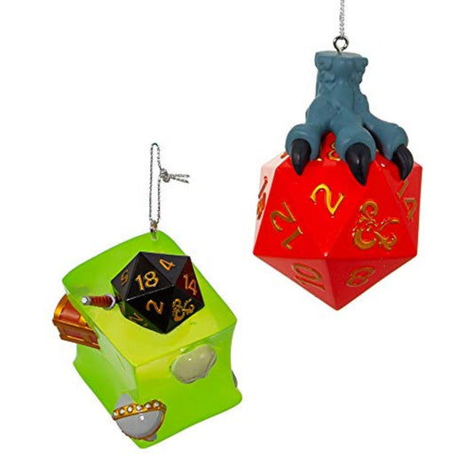 Kurt Adler Dungeons and Dragons Dice and Gelatinous Cube Christmas Ornaments 2 Piece Set