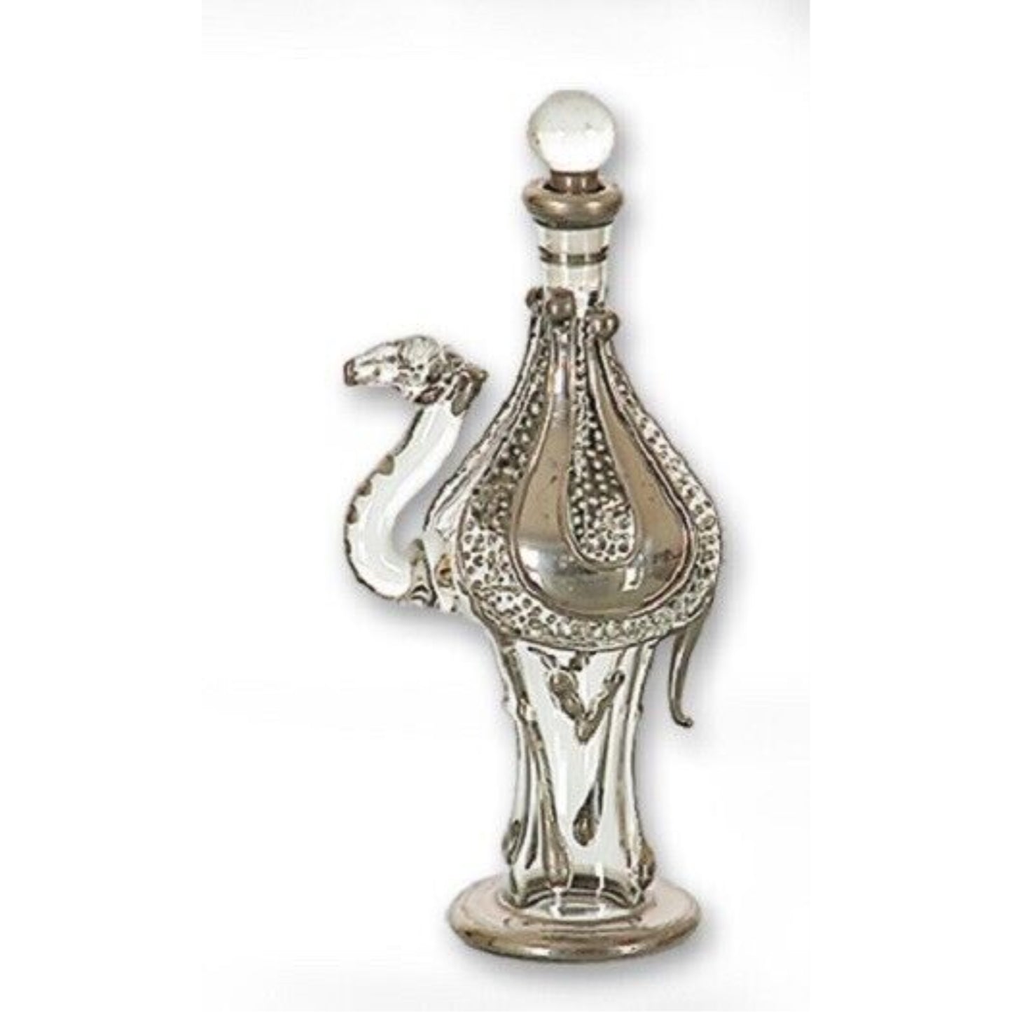 Clear and Gold Small Camel Egyptian Blown Glass Perfume Bottle Made in Egypt