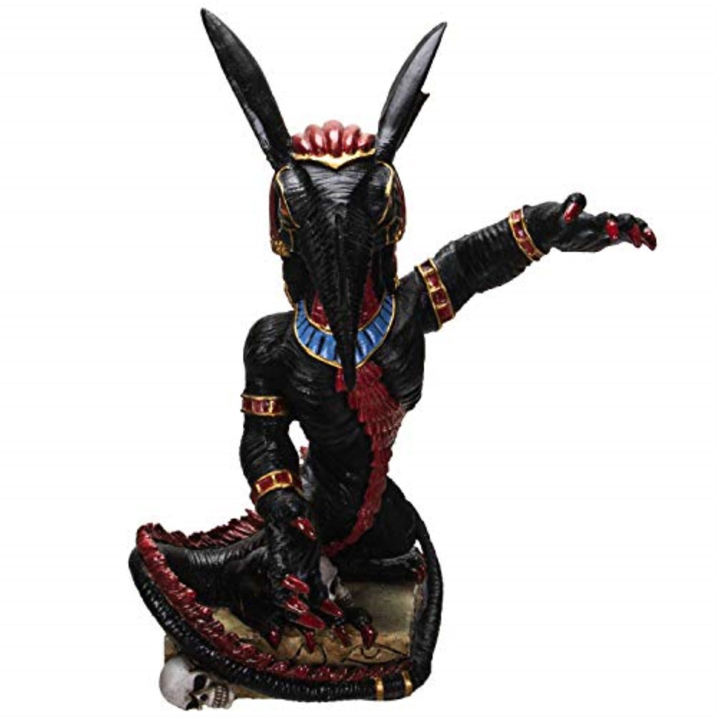 Egyptian God Of War Chaos Desert Seth On Hieroglyphic Base With Skulls Figurine 8 inch
