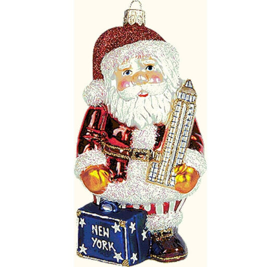 Pinnacle Peak Trading New York City Santa Polish Blown Glass Christmas Ornament NYC Decoration
