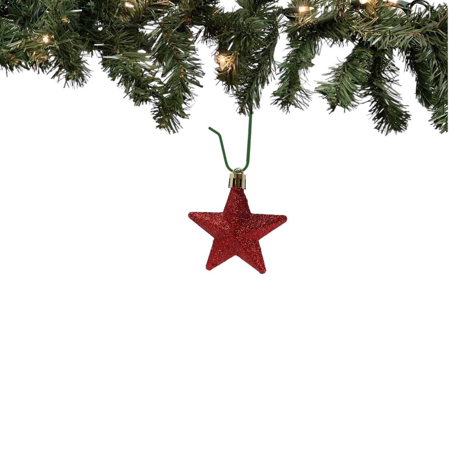 8 Piece Shiny Matte and Glitter Red Star Christmas Tree Ornament Decorations 2.5 Inch