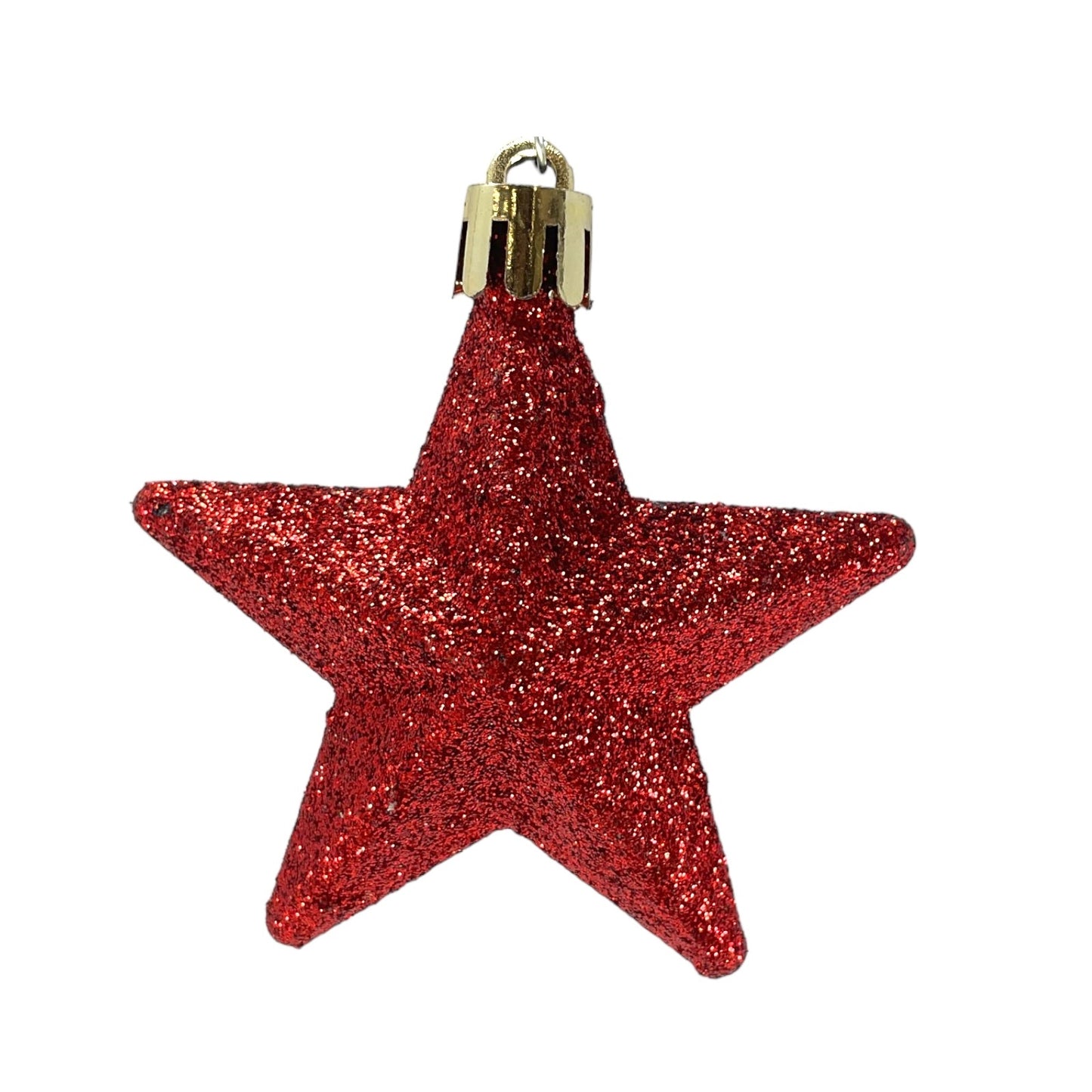 8 Piece Shiny Matte and Glitter Red Star Christmas Tree Ornament Decorations 2.5 Inch