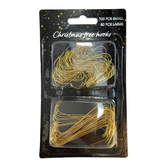 150 Piece Large and Small Gold Metal Christmas Tree Ornament Hooks