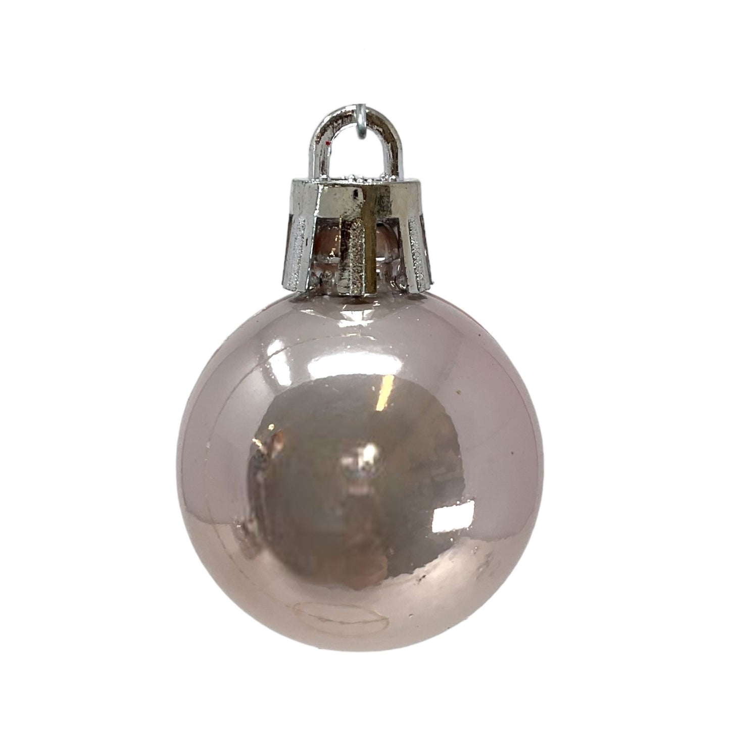 1 Inch Small Pink and White Shatterproof Plastic Christmas Ball Ornaments 24 Piece Set