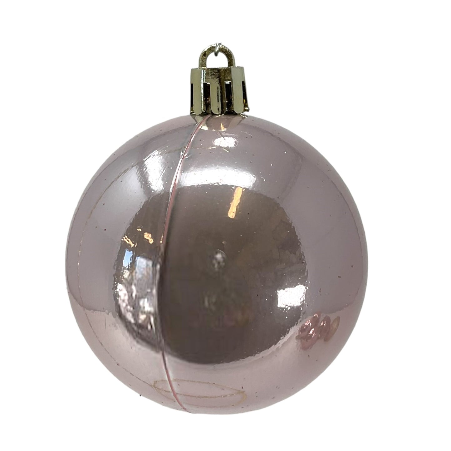 2.3 Inch Pink and Gold Shatterproof Plastic Christmas Ball Ornaments Set of 12
