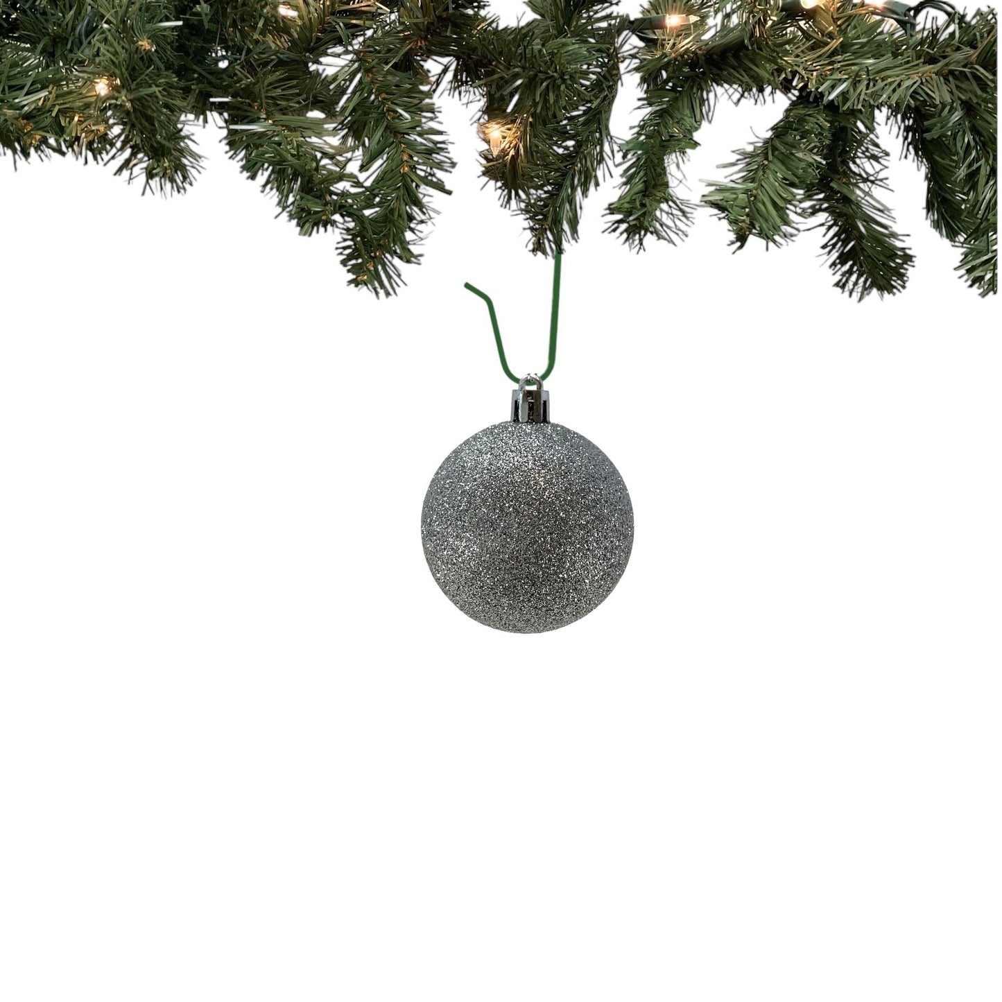 2.3 Inch Shiny Glitter and Matte Silver Plastic Ball Christmas Ornaments Set of 12