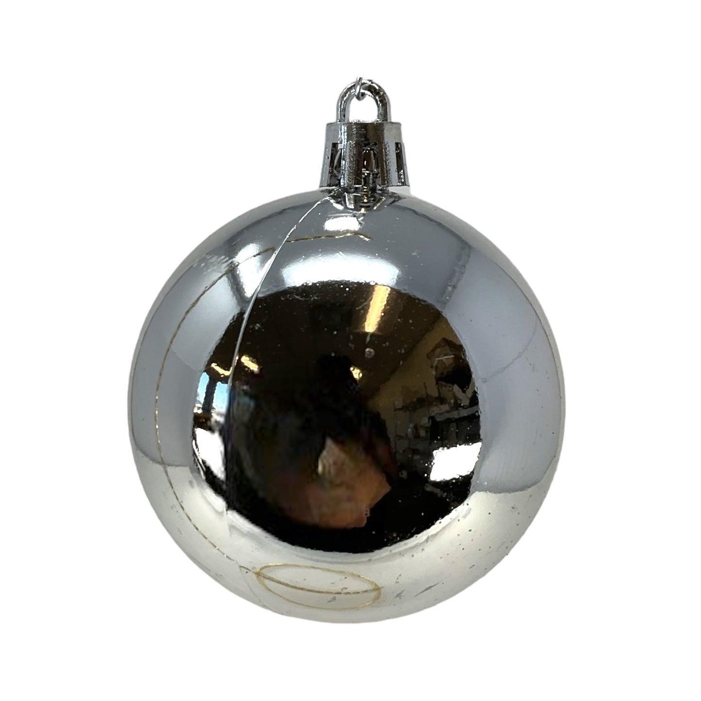 2.3 Inch Shiny Glitter and Matte Silver Plastic Ball Christmas Ornaments Set of 12