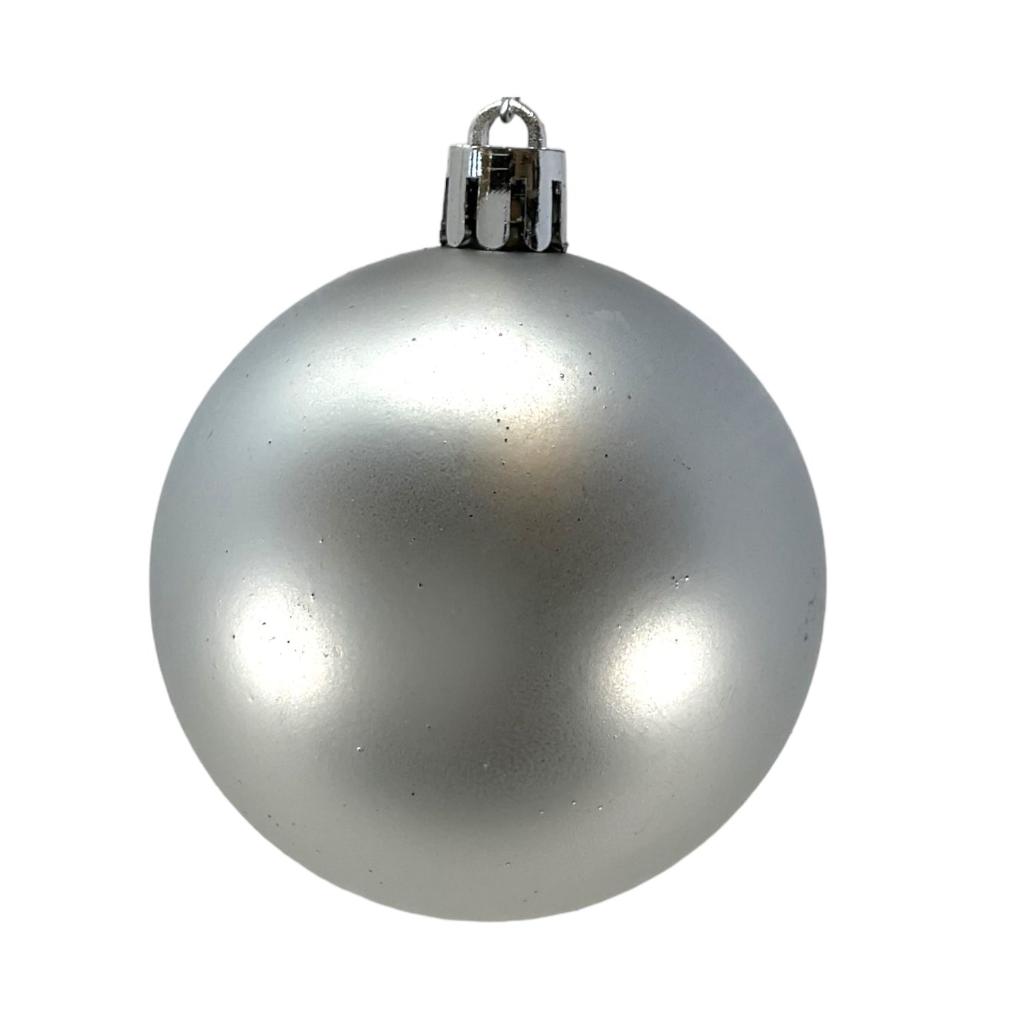2.3 Inch Shiny Glitter and Matte Silver Plastic Ball Christmas Ornaments Set of 12
