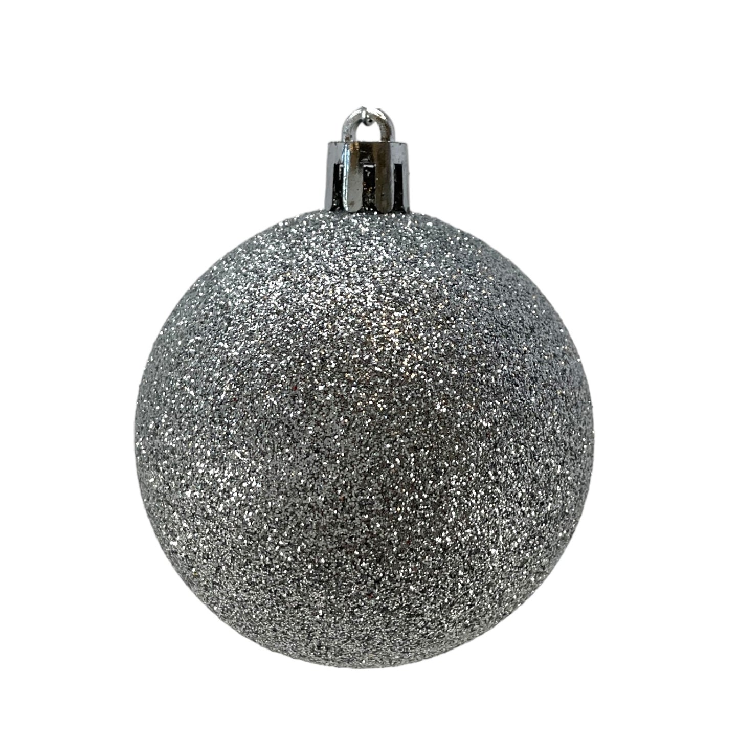 2.3 Inch Shiny Glitter and Matte Silver Plastic Ball Christmas Ornaments Set of 12