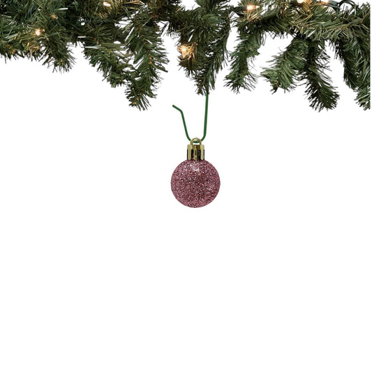 1 Inch Shiny Matte and Glitter Pink Plastic Christmas Ball Ornaments 24 Piece Set