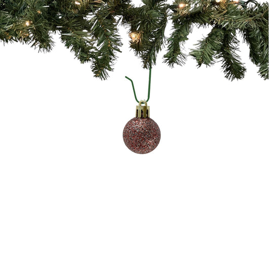 1 Inch Shiny and Glitter Pink Plastic Christmas Ball Ornaments 24 Piece Set
