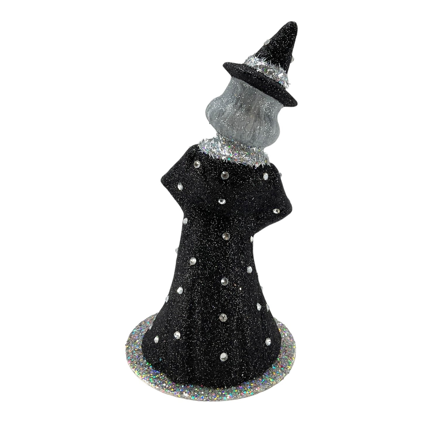 Pinnacle Peak Trading Ino Schaller Halloween Witch with Broom German Paper Mache Container 9.5 inch