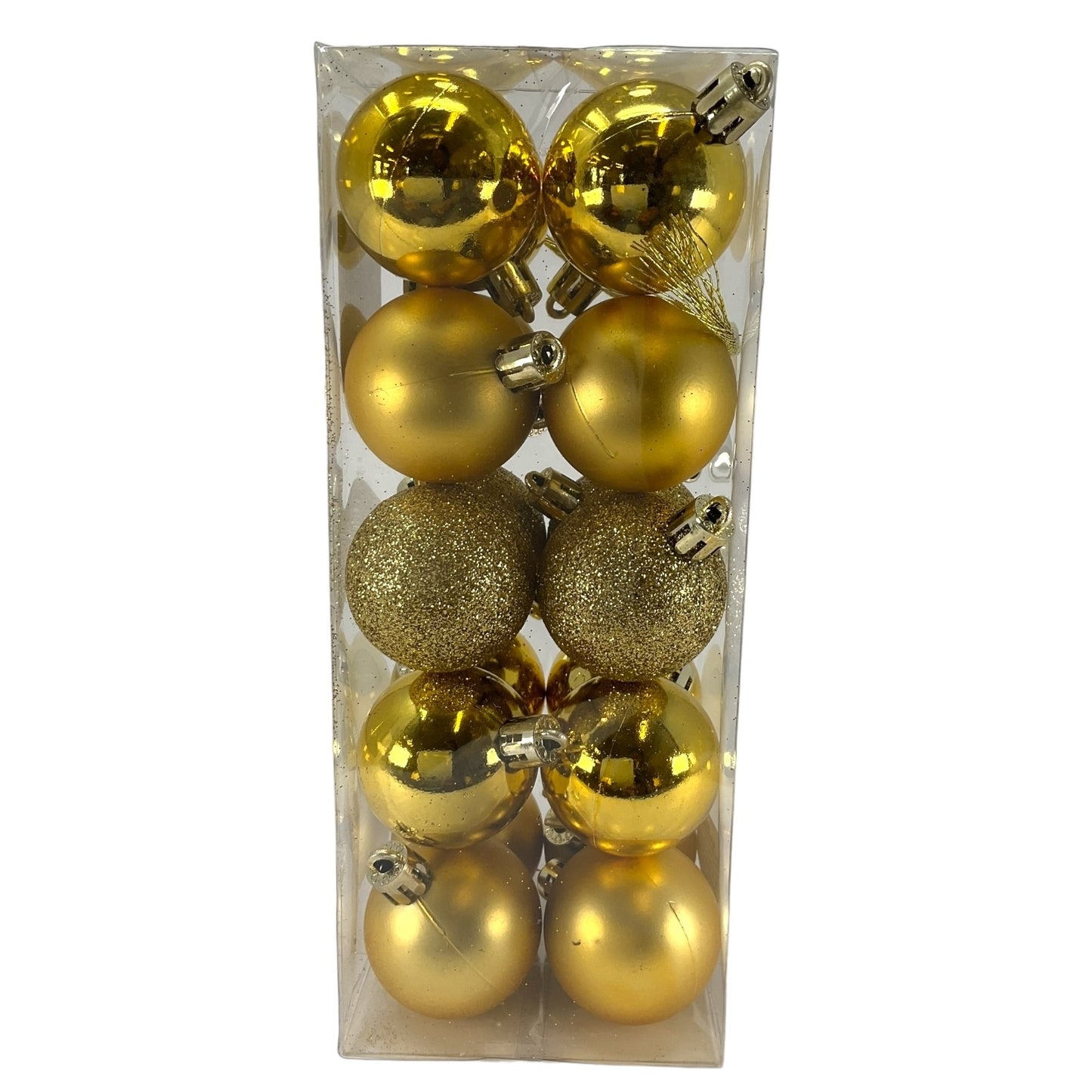 1.5 Inch Shiny Matte and Glitter Gold Christmas Ball Ornaments 20 Piece Set