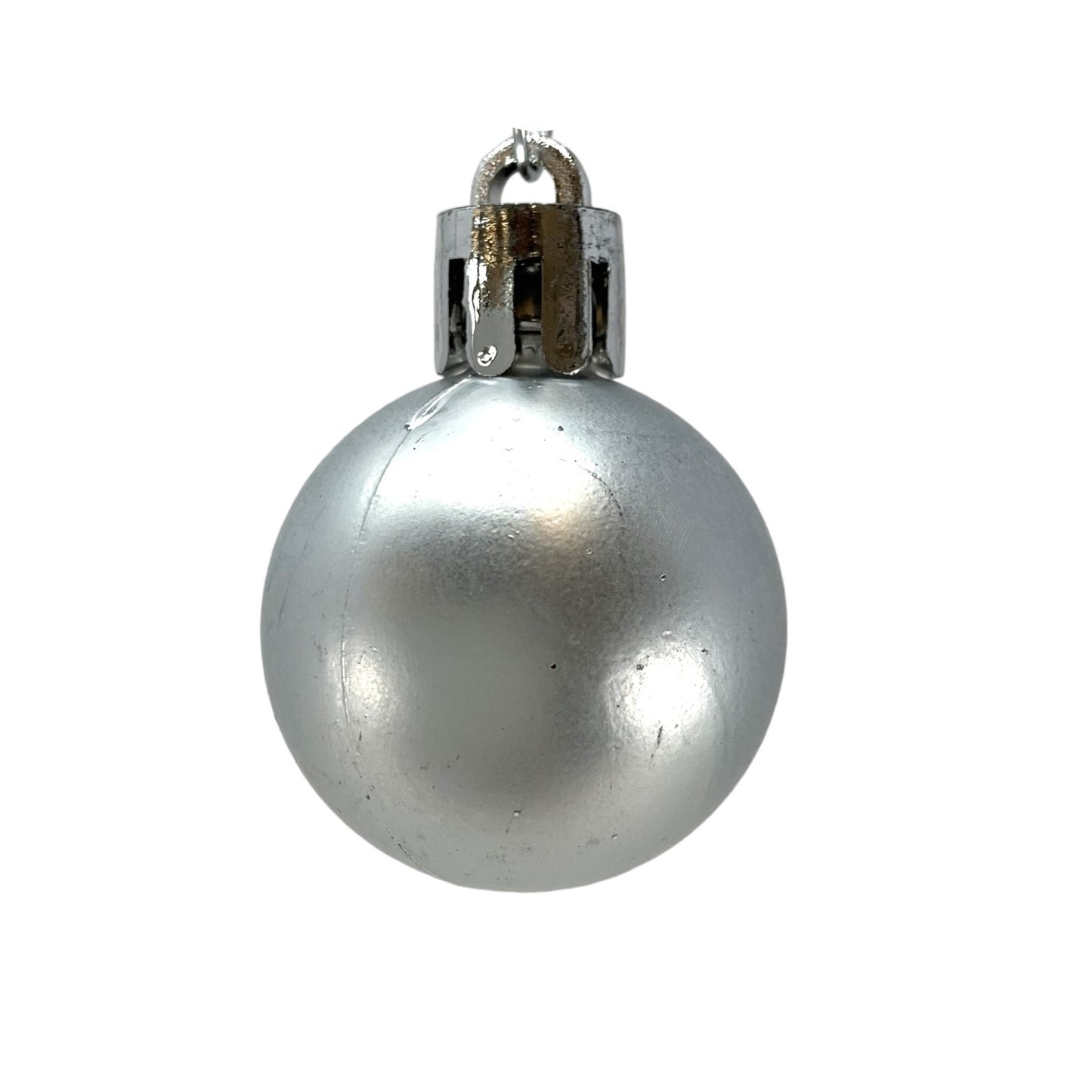 1 Inch Shiny Matte and Glitter Silver Plastic Christmas Ball Ornaments 24 Piece Set