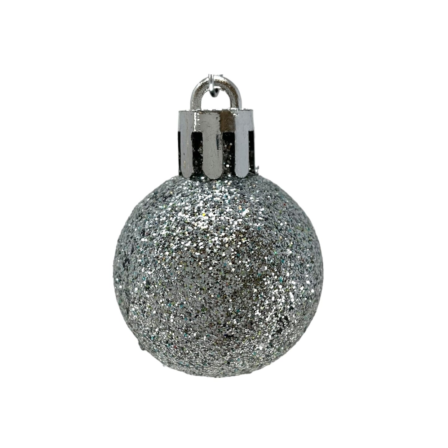 1 Inch Shiny Matte and Glitter Silver Plastic Christmas Ball Ornaments 24 Piece Set