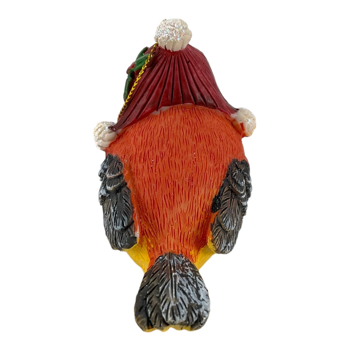 Flame-Colored Tanager Bird with Santa Claus Hat Christmas Tree Ornament 2.5 Inch