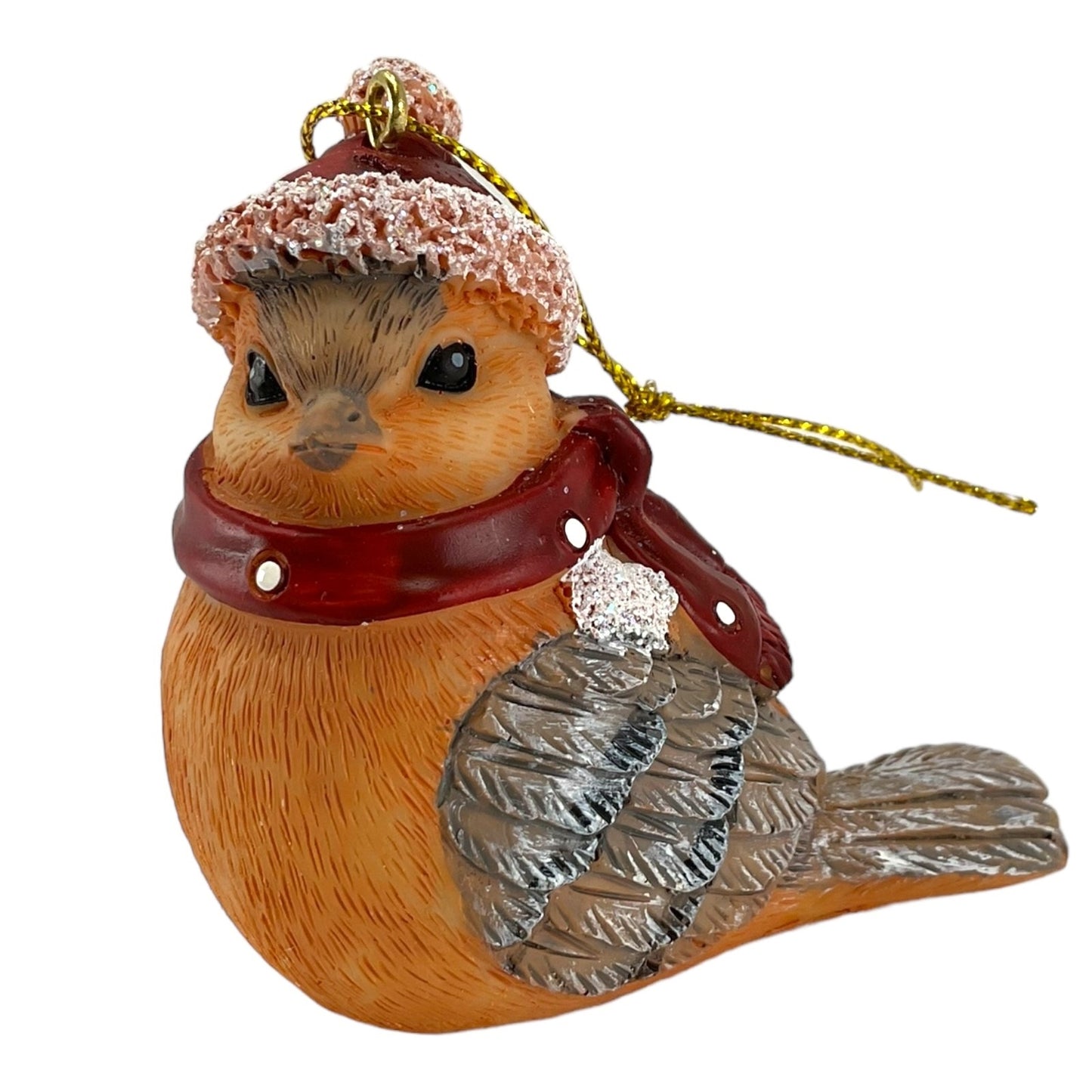 American Robin Bird with Winter Hat and Scarf Christmas Ornament 2.5 Inch