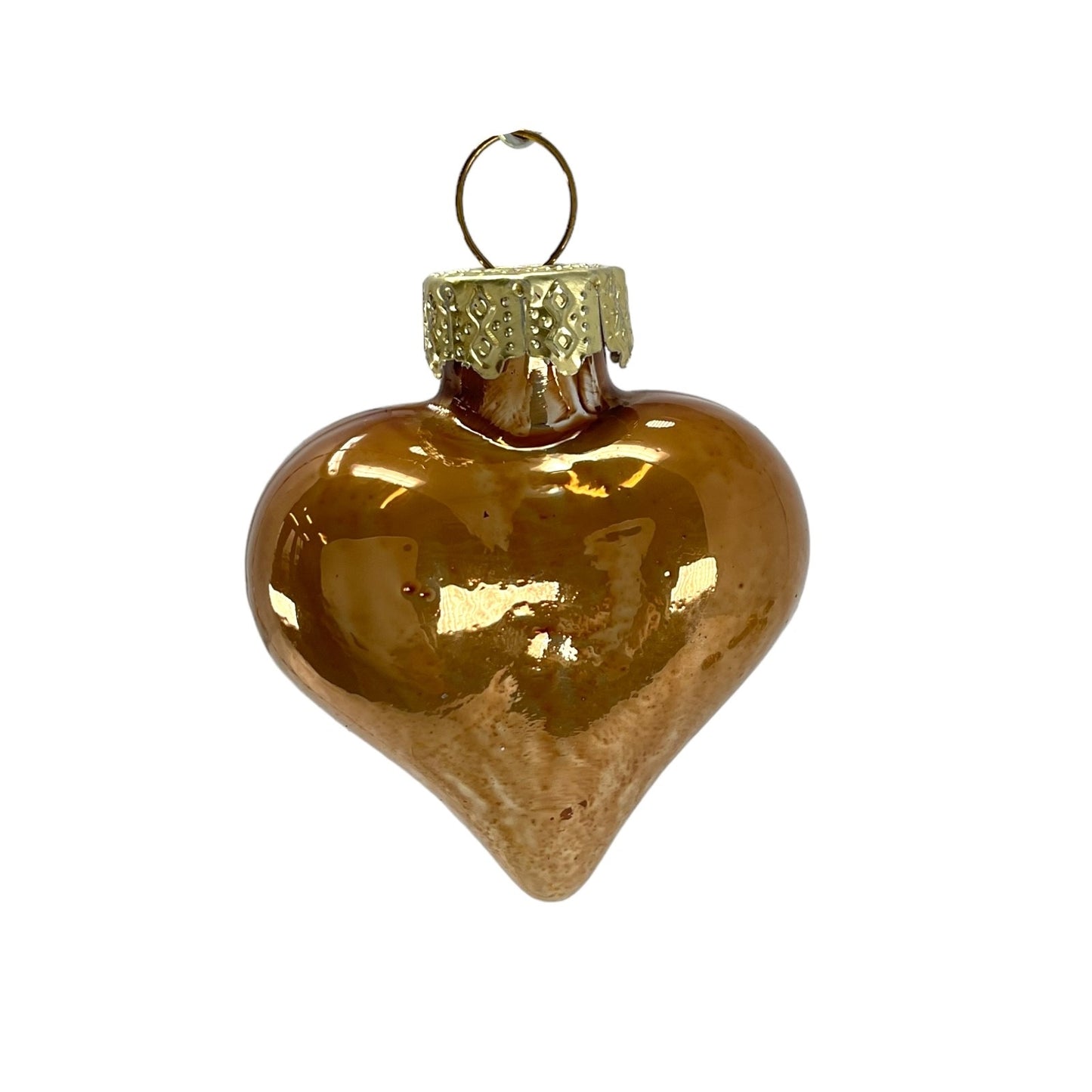 1.5 Inch Heart Pinecone and Star Brown and White Glass Christmas Ornaments 12 Piece Set