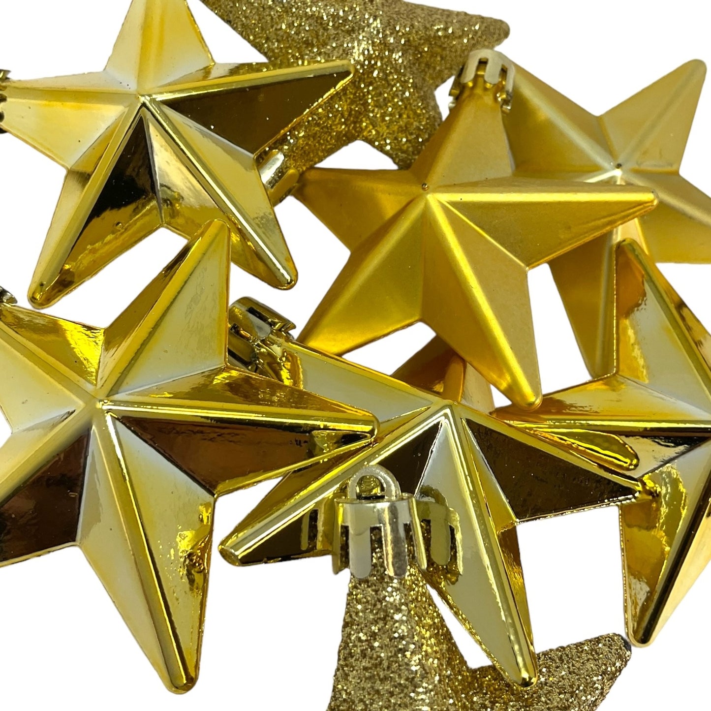 8 Piece Shiny Matte and Glitter Gold Stars Christmas Ornament Decorations 2 Inch
