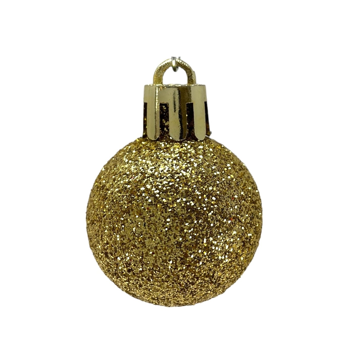 1 Inch Shiny Matte and Glitter Gold Plastic Christmas Ball Ornaments 24 Piece Set