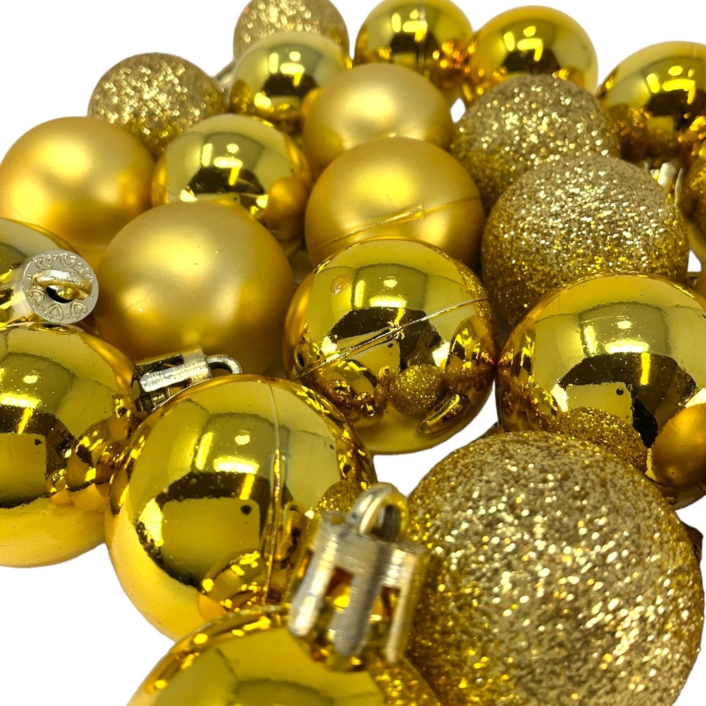1 Inch Shiny Matte and Glitter Gold Plastic Christmas Ball Ornaments 24 Piece Set