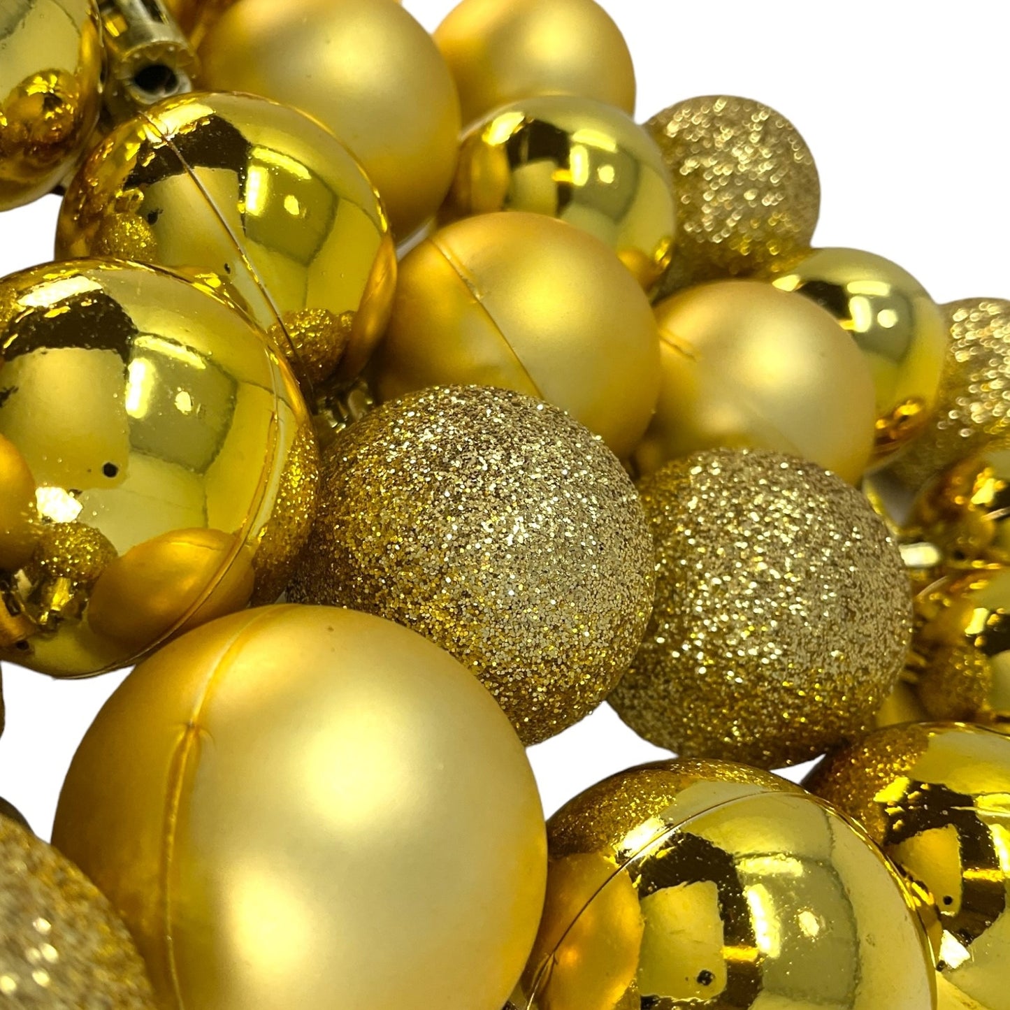 1 Inch Shiny Matte and Glitter Gold Plastic Christmas Ball Ornaments 24 Piece Set