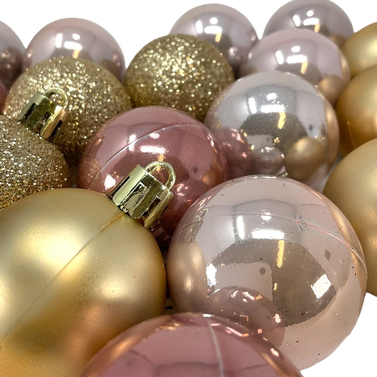 1.5 Inch Shiny Matte and Glitter Pink and Gold Ball Christmas Ornaments 20 Piece Set