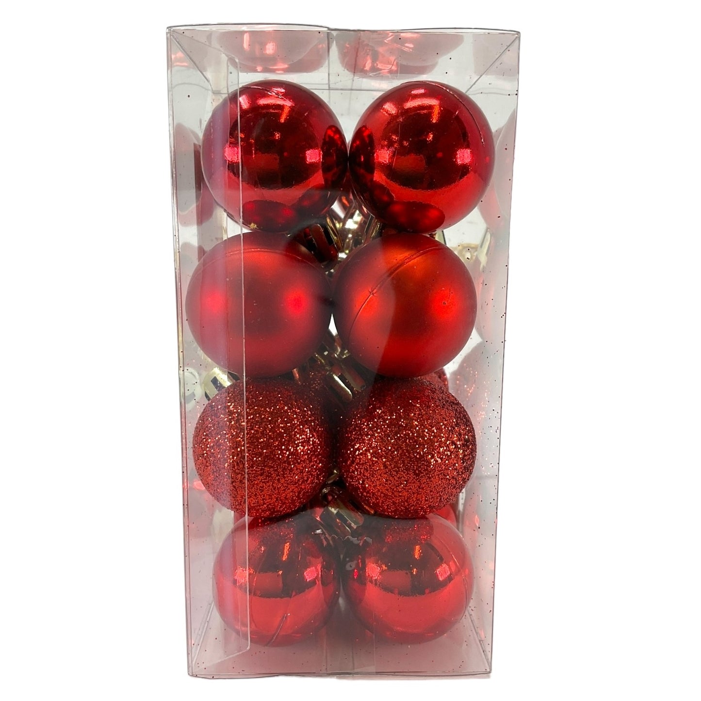 1 Inch Shiny Matte and Glitter Red Plastic Christmas Ball Ornaments 24 Piece Set