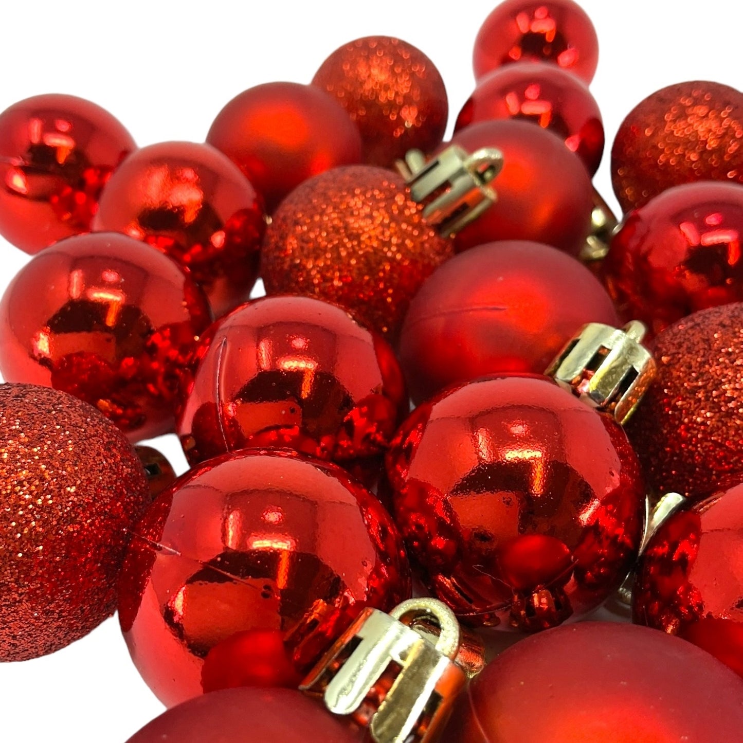 1 Inch Shiny Matte and Glitter Red Plastic Christmas Ball Ornaments 24 Piece Set