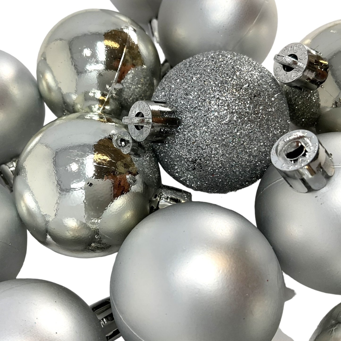 1.5 Inch Shiny Matte and Glitter Silver Christmas Ball Ornaments 20 Piece Set