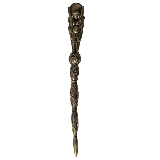 Triple Goddess Mystical Wand Three Sided Mother Maiden Crone Handle Magic Accessory 14 inch