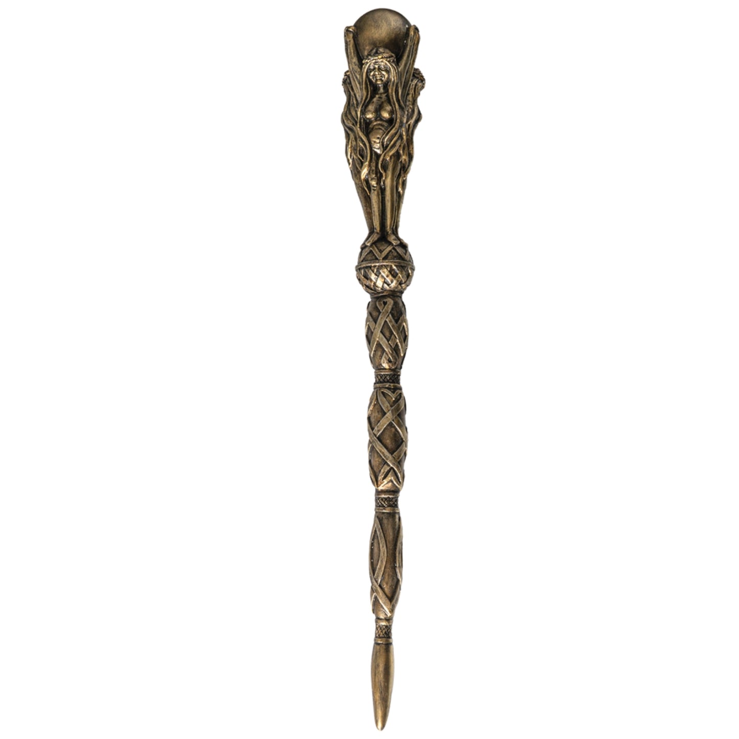Triple Goddess Mystical Wand Three Sided Mother Maiden Crone Handle Magic Accessory 14 inch