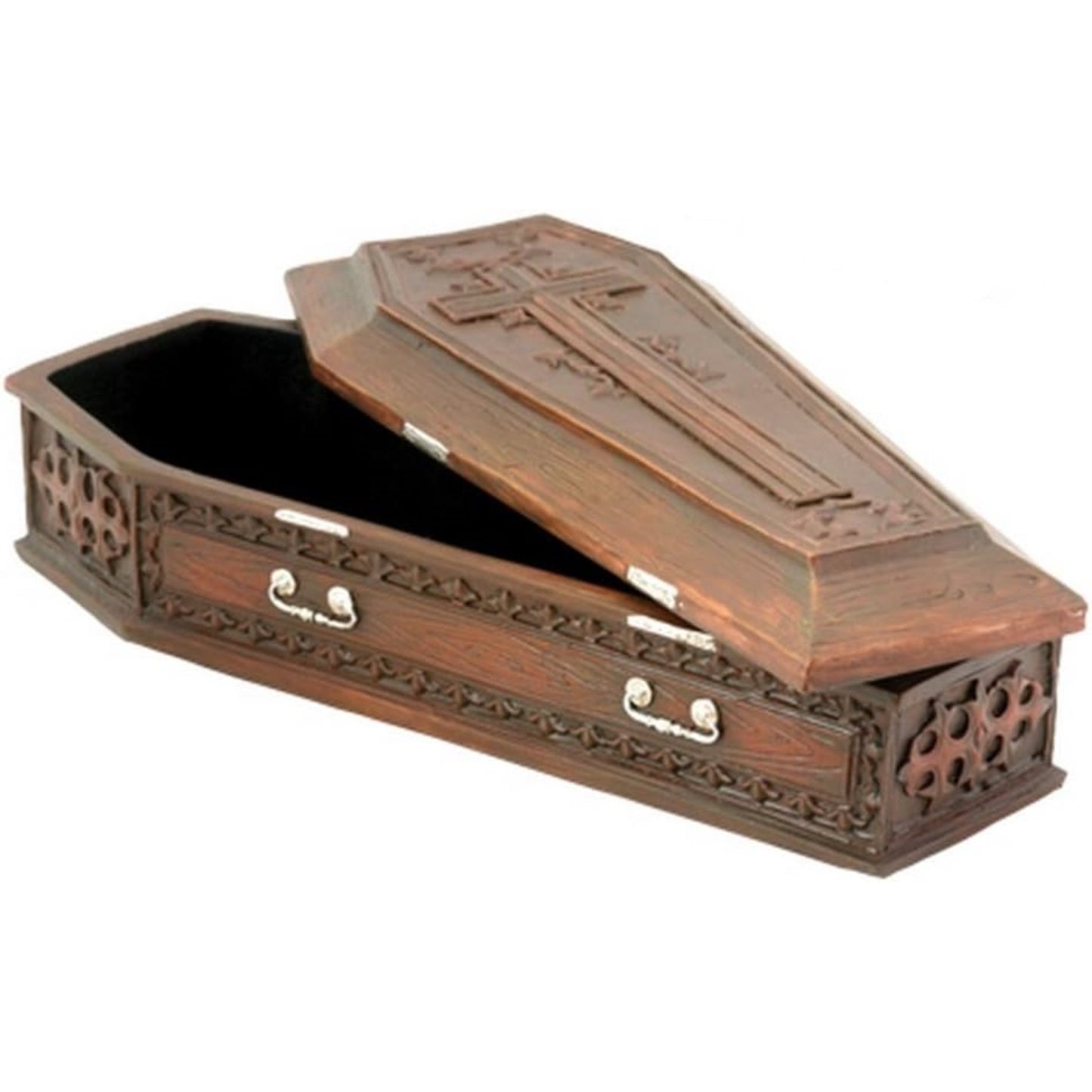 Brown Vampire Coffin Casket with Cross Jewelry Trinket Box