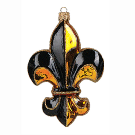 Pinnacle Peak Trading Gold French Fleur De Lis Polish Mouth Blown Glass Christmas Ornament Decoration