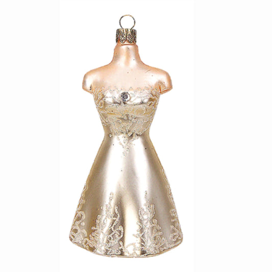 Pinnacle Peak Trading Woman's White Dress Polish Mouth Blown Glass Christmas Ornament Decoration