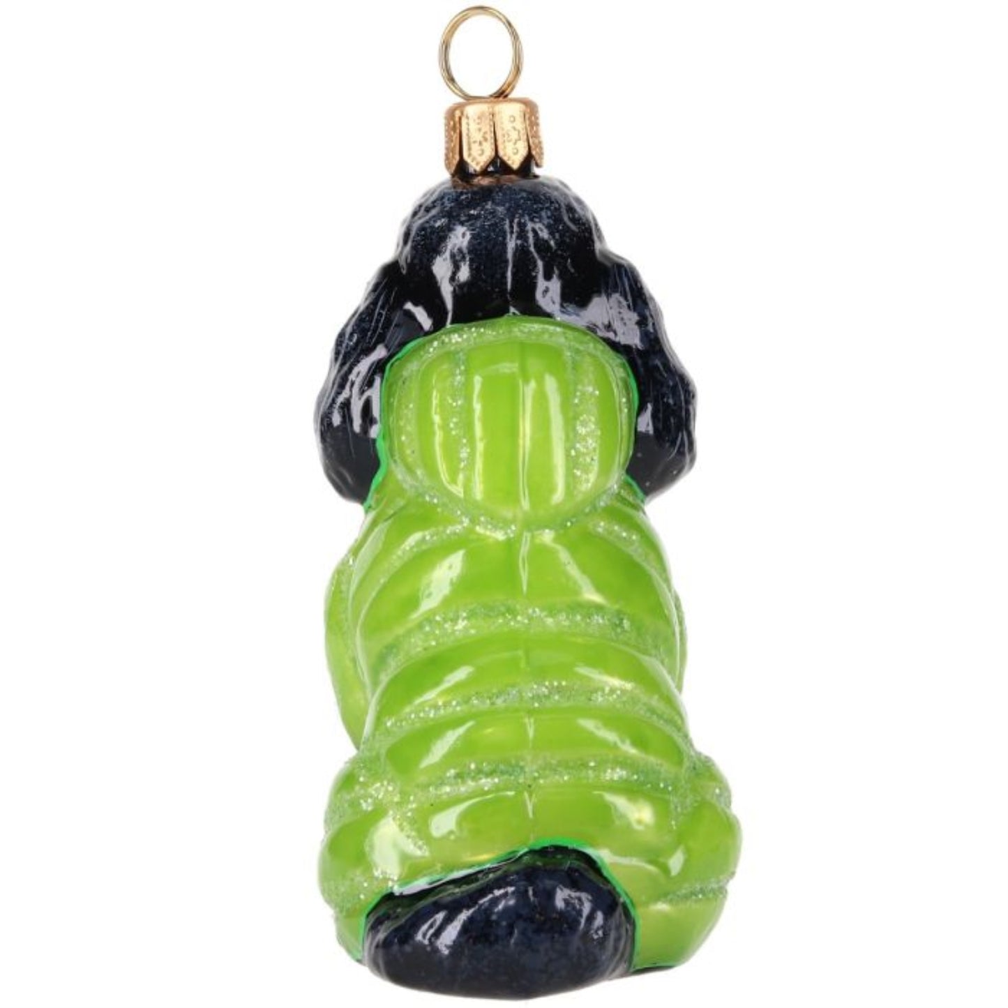 Joy to the World Black Poodle in Puffer Coat Polish Glass Ornament