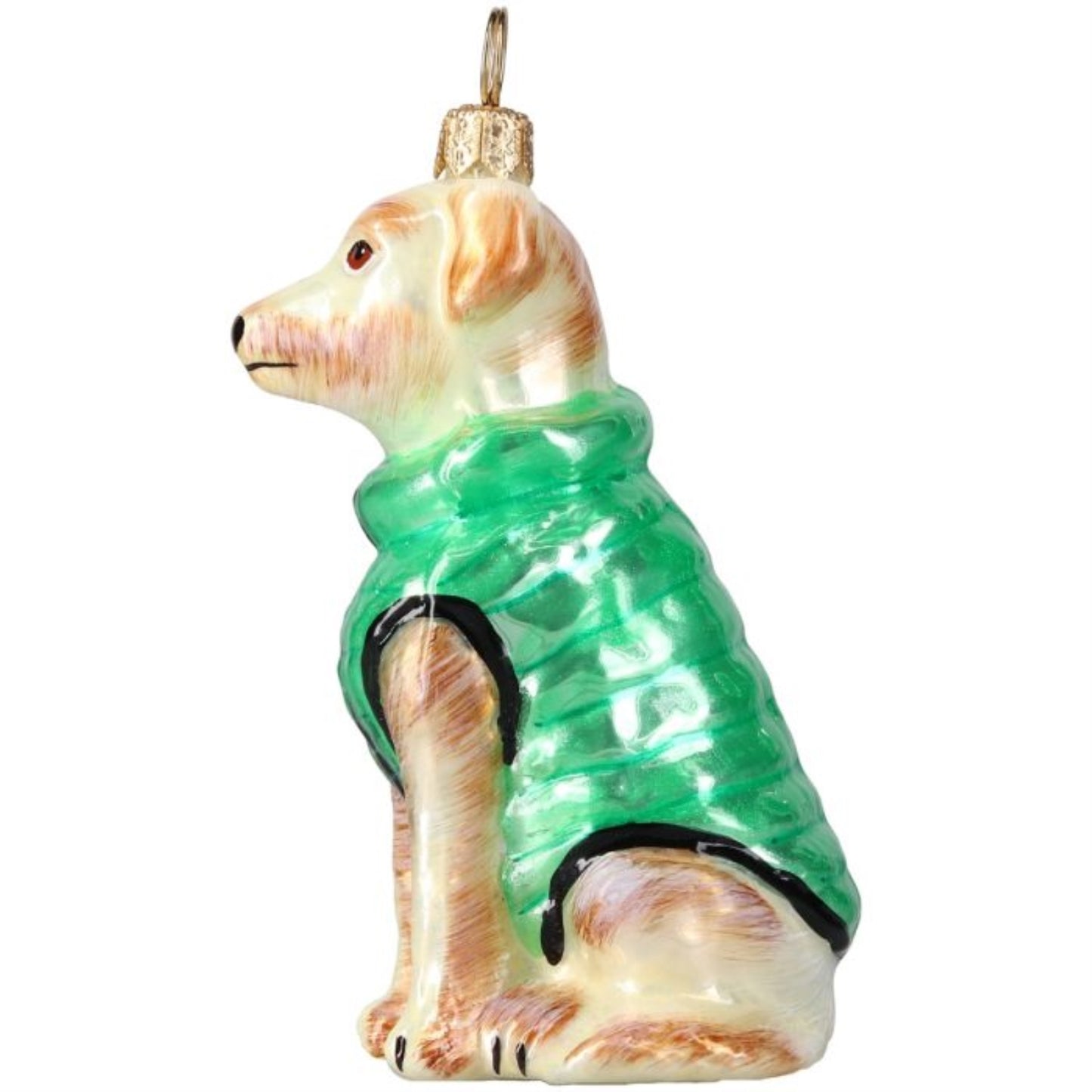 Joy to the World Yellow Lab in Puffer Coat Polish Glass Ornament